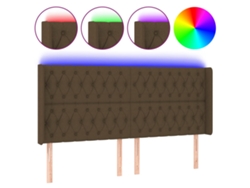 Maison Exclusive - Cabecero Con Led De Tela Marrón Oscuro 203x16x118/128 Cm