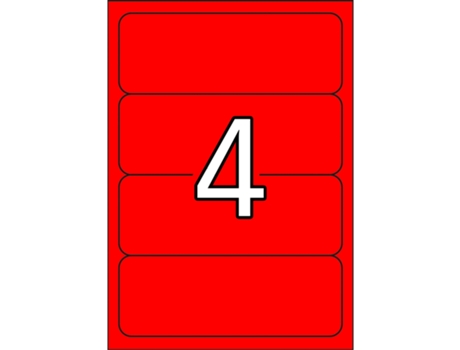 Etiquetas Adhesivas A4 20 Hojas APLI (Rojo - 190 X 61 mm)
