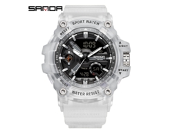 Reloj Despertador Electrónico Multifuncional De Moda (blanco Transparente) Con Acabado Luminoso, Resistente Al Agua Y A Los Golpes.