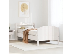 Estructura De Cama Sin Colchón Madera Maciza Blanca 75x190 Cm