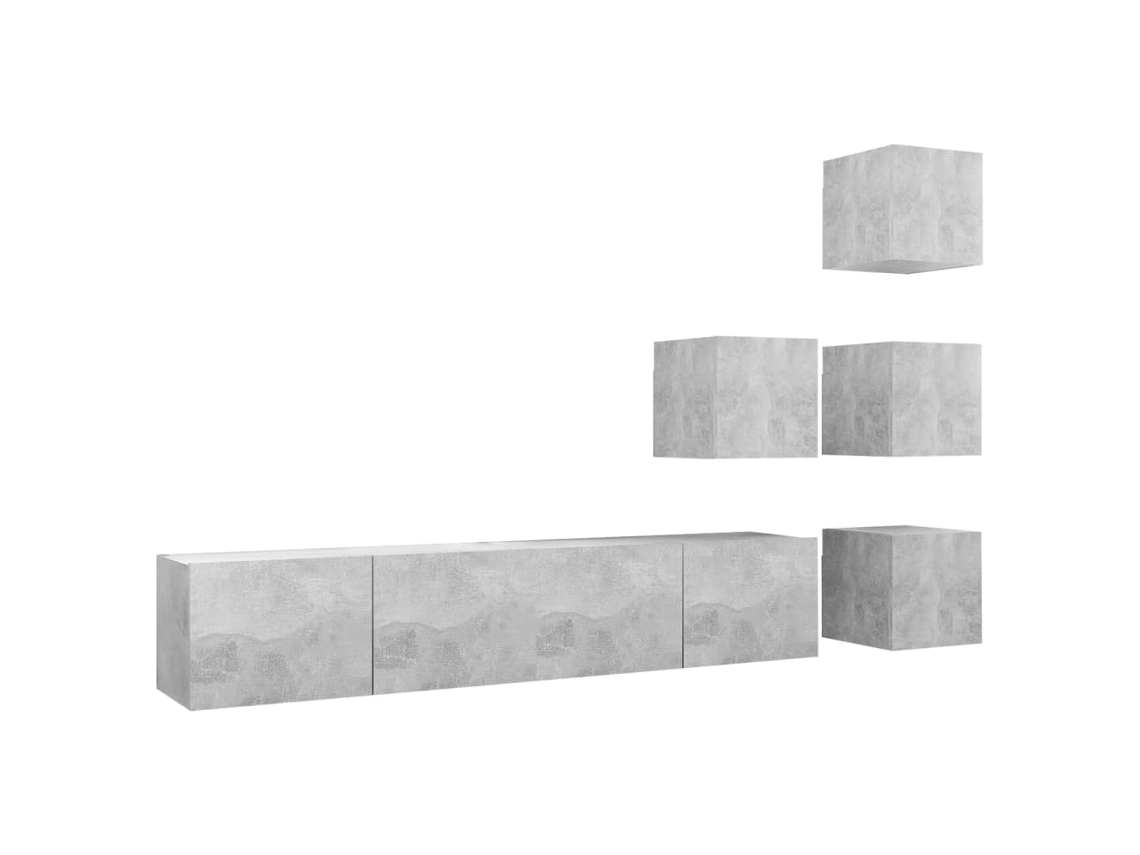 Conjunto de 6 muebles de TV en contrachapado gris cemento MAISON EXCLUSIVE