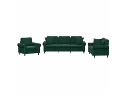 Maison Exclusive - Juego De Sofás Con Cojines 3 Piezas Terciopelo Verde Oscuro