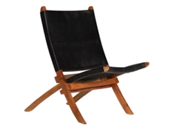 Sillón relajante plegable de cuero genuino color negro Lovely Home