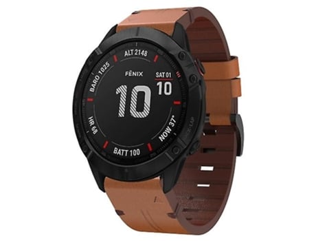 Correa De Reloj Inteligente Para Garmin Fenix 6X Zafiro 26 Mm Correa De Cuero Con Hebilla De Acero Marrón VENISYMLIS