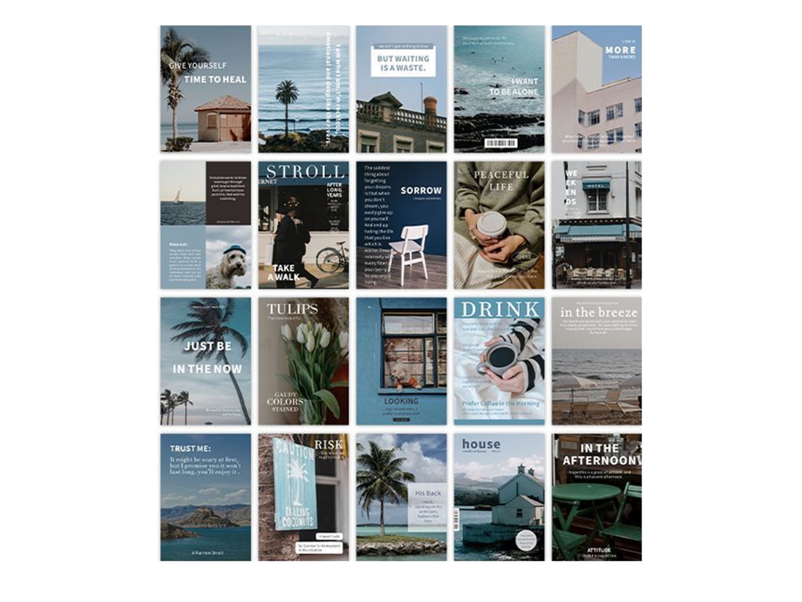 20 Folhas Adesivos De Manual Fotografia De Rua Estilo Decoração Papel Diário Decorativo Planejador Decalques Scrapbook Papel Azul