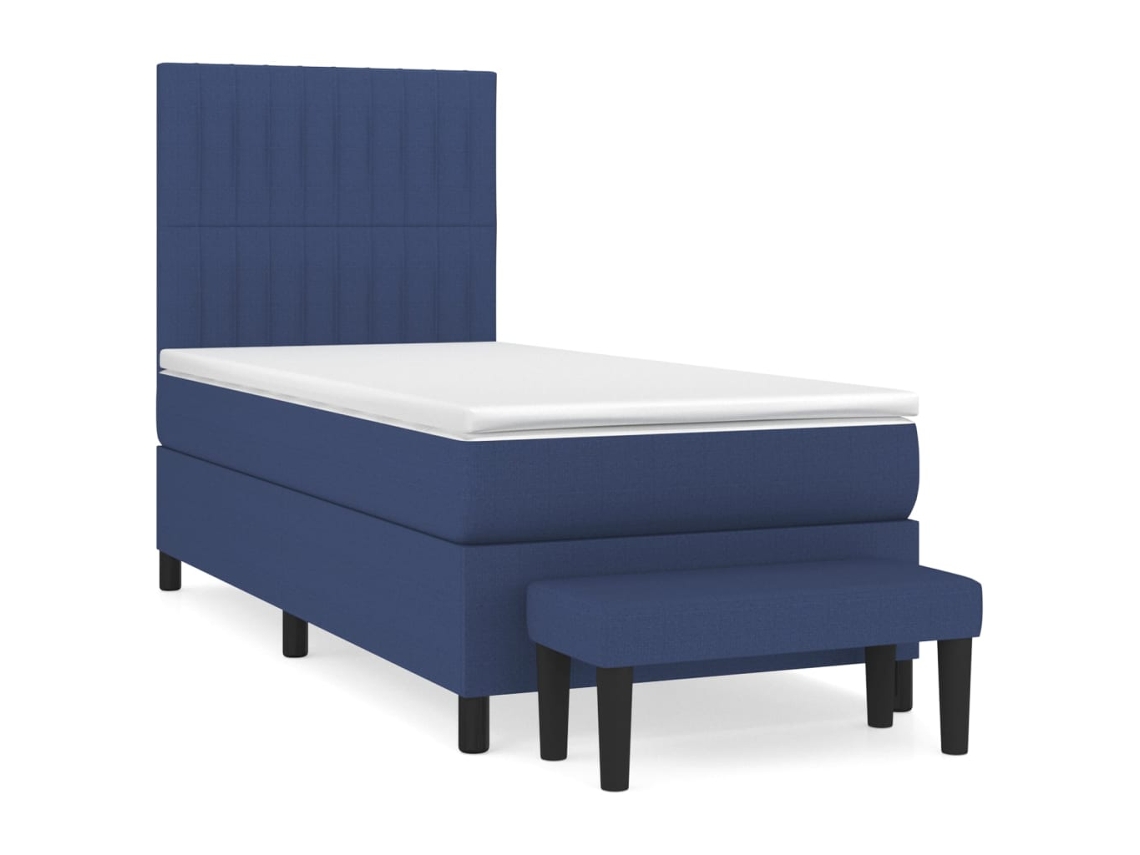 Maison Exclusive - Cama Box Spring Con Colchón Tela Azul 90x190 Cm
