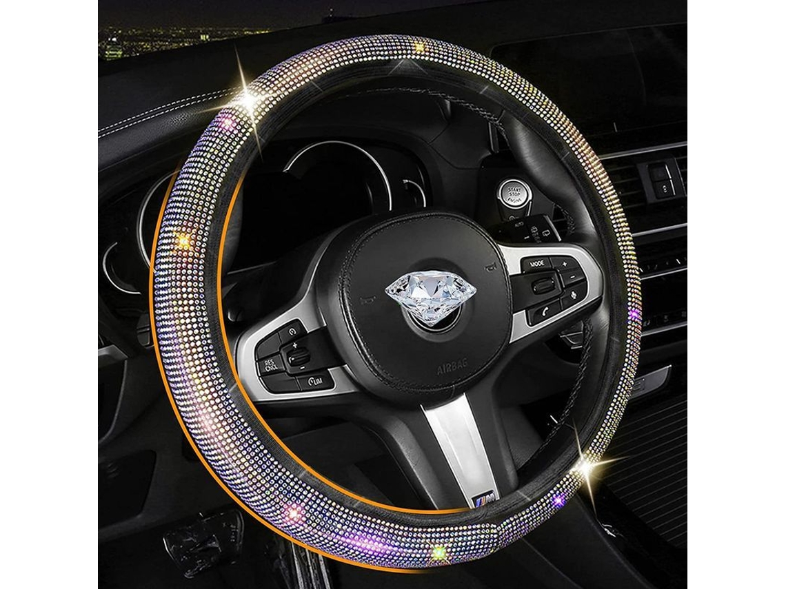 Cubre Volante De Diamante Con Cristales Brillantes Universal 15 Pulgadas/38cm Para Coches Niñas Colorido