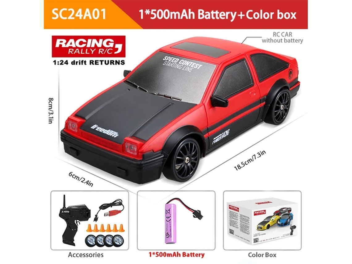 Coche de derrape RC 1/24 2.4G de alta velocidad 4x4 Ae86 con luz LED Aeuzwr