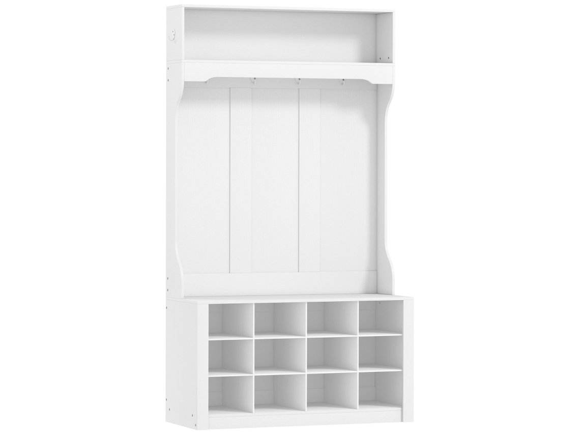 Estantería De Armario, Banco, Ganchos Para Zapatos, Color Blanco