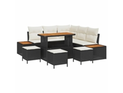 Maison Exclusive - Conjunto de sofás de jardín de ratán sintético negro de 9 piezas
