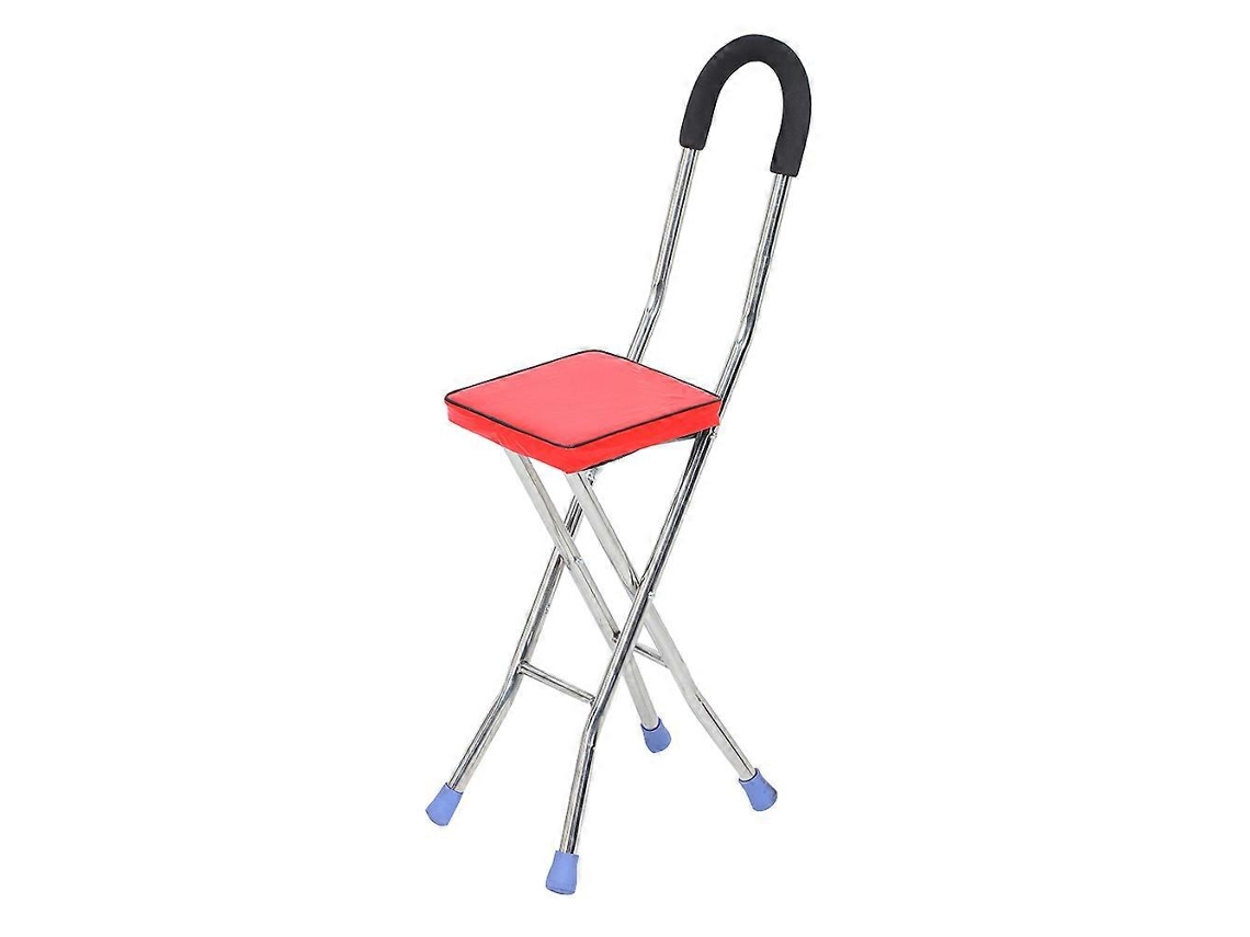 Muleta plegable de acero inoxidable, bastón de cuatro patas, silla