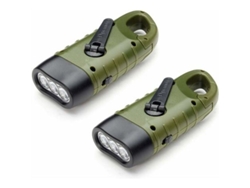 Linterna Solar Recargable (2 Pack), Linterna Emergencia Led Con Manivela Dinamo Para Senderismo Viajes Campamento Escalada Verde Ejército