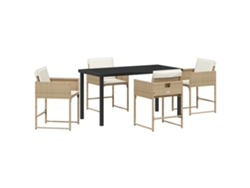Conjunto de Jantar para Jardim 5 Pcs Bege Vime Pe MAISON EXCLUSIVE