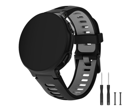Correa de Silicona hebilla negra con bielas para Garmin Forerunner 735XT 220 230 235 620 630 - negro/gris