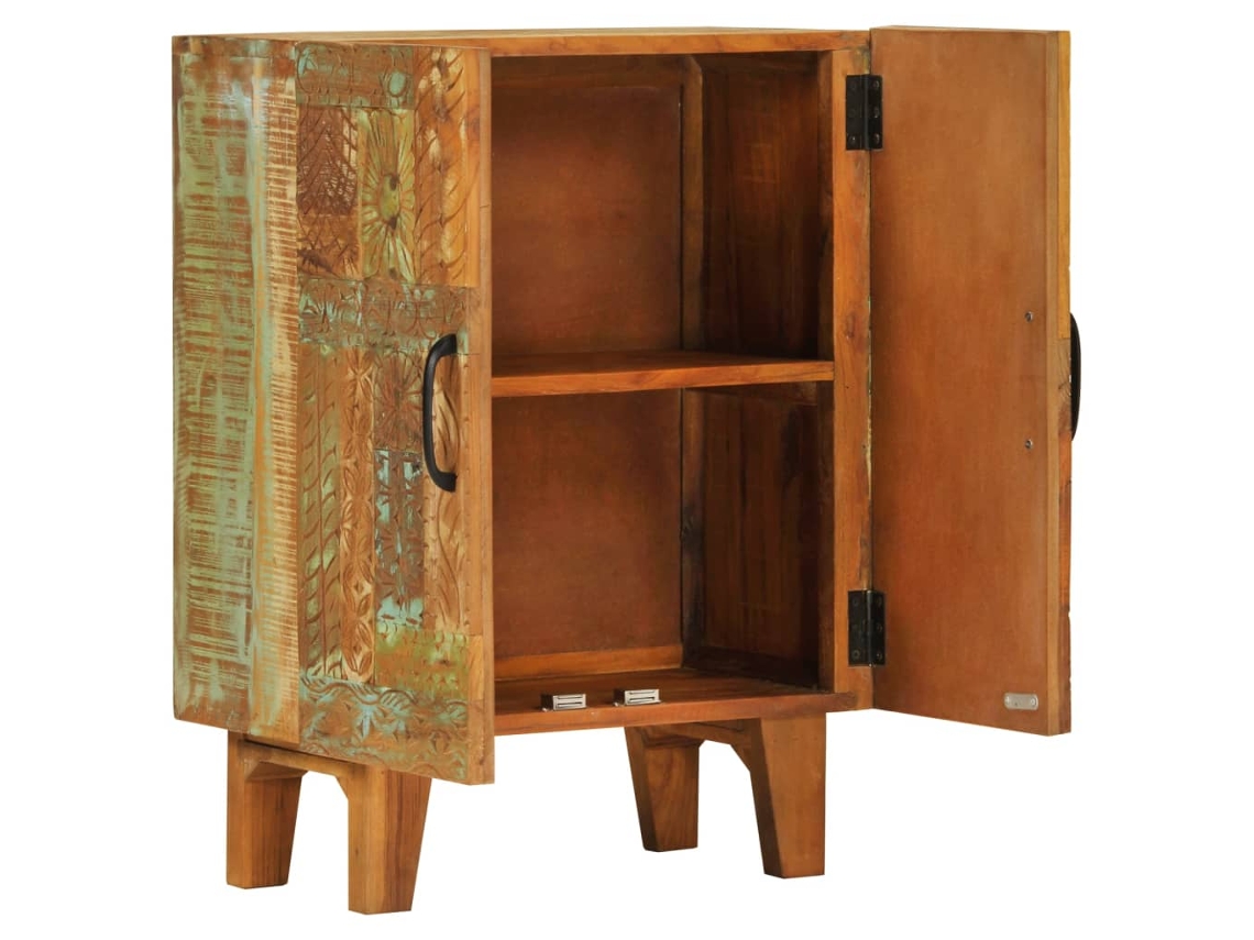 Aparador | Mueble De Comedor | Buffet Tallado A Mano Madera Maciza Reciclada 55x30x75 Cm Wsd178411