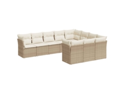 Maison Exclusive - Juego De Sofás Jardín Con Cojines Beige 10 Pzas Ratán Sintético
