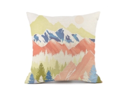 Funda De Almohada Con Pintura De Paisaje, Sol Y Luna