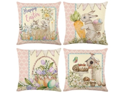 Rebe-set De 4 Fundas De Almohada Con Patrón De Conejos Y Flores, 45x45cm, Estilos Diferentes Para Sofá, Coche Y Hogar