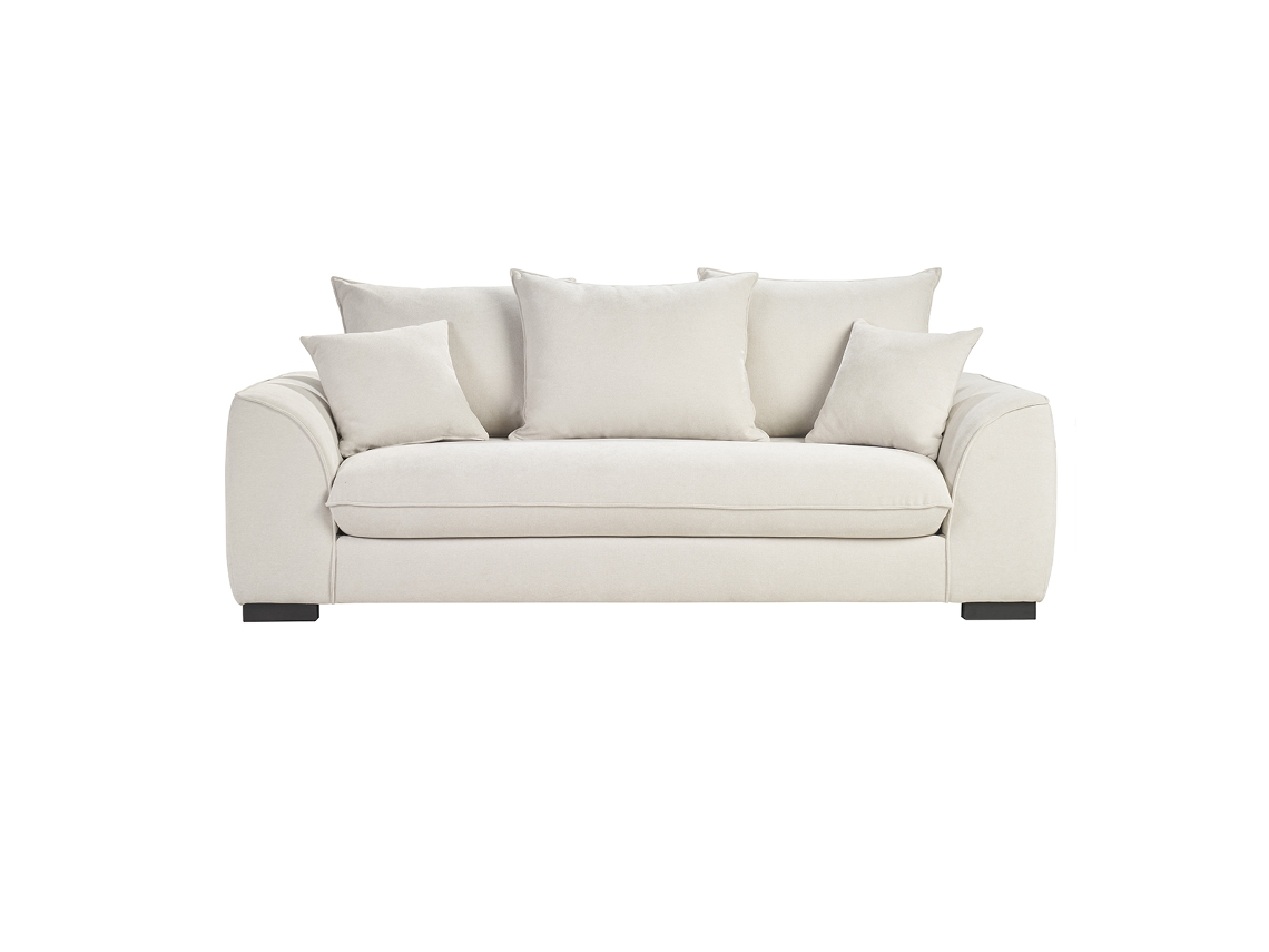 Sofá cama convertible de 3 plazas en tejido efecto Terciopel beige con colchón de 12 cm de Armand Miliboo