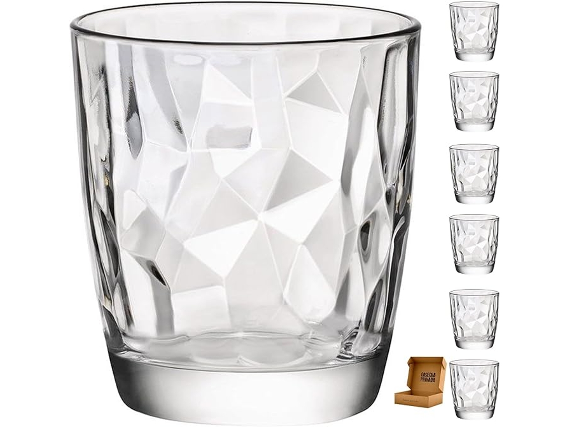6 Vasos Diamond Transparentes Perfecto Para Uso En Casa, Restaurantes, Ligeros Y Resistentes Con Acabado De Diamantes (transparentes, 39 Cl)