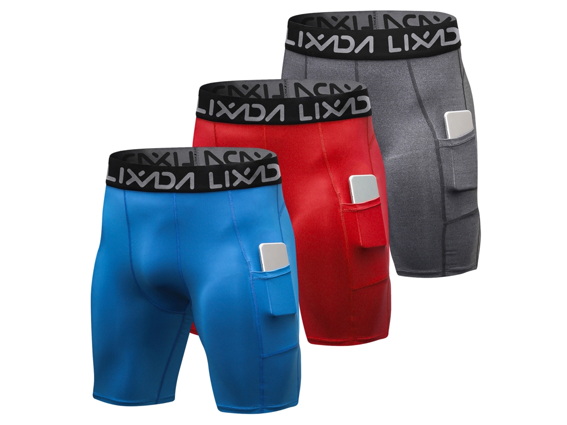 Lixada 3 Pack Calcinhas De Esporte Para Homem Com Bolso Short Ativo Treino