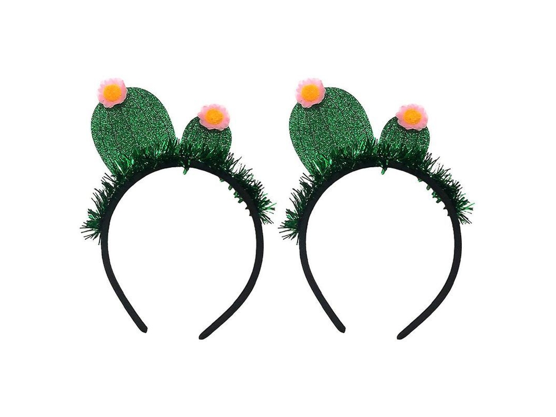 2026-2 Diademas De Cactus Con Flecos Glette Para Fiestas Color Verde