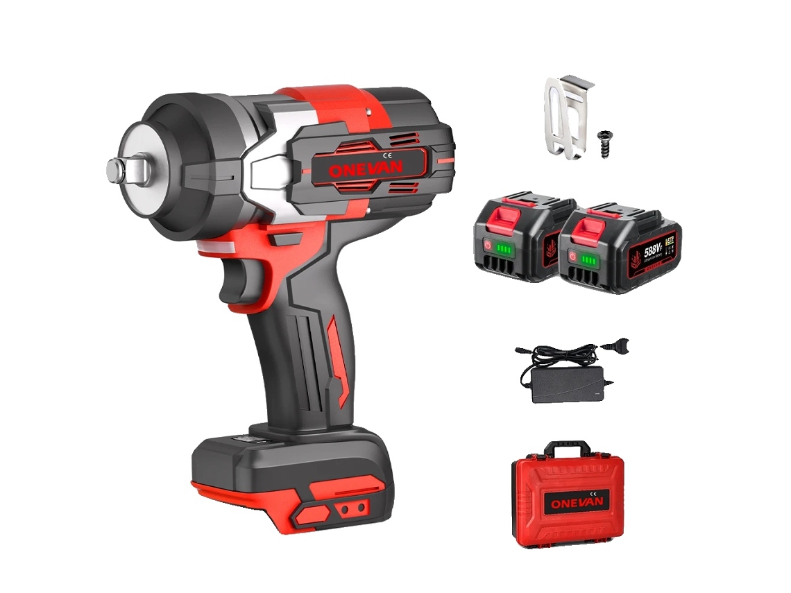 Llave de impacto eléctrica, par de 2800 N·m, motor sin escobillas, 2 baterías, enchufe UE OEM