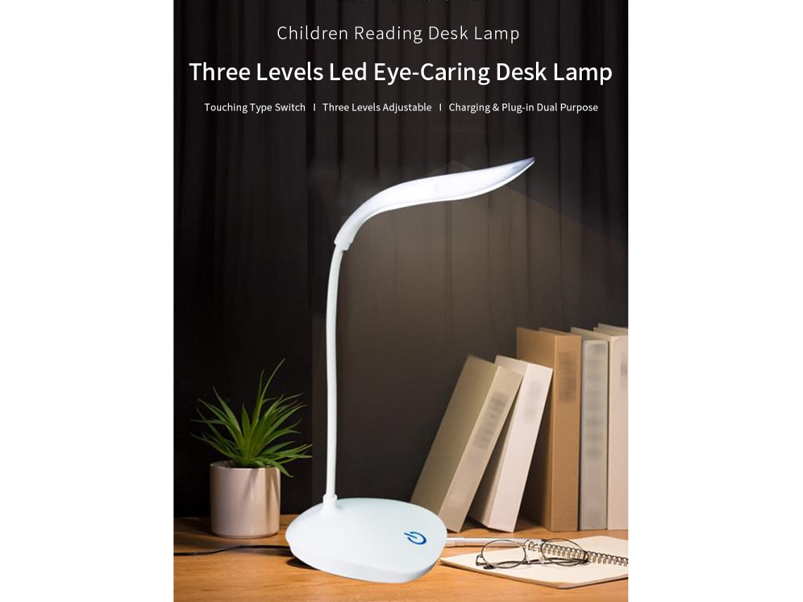 Rebe-lámpara De Escritorio Led Recargable Portátil Con Usb Y Enchufe, Manguito Flexible 360°, Luz Suave Para Estudiantes Niños, Cuidado Ocular