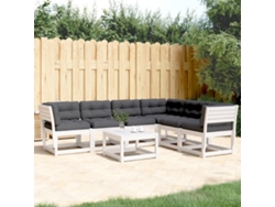 Conjunto de sofá de jardín DKD Home Decor con cojines en pino macizo, blanco