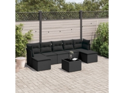 Conjunto de sofá de jardín de 8 piezas con cojines en mimbre sintético negro de DKD Home Decor