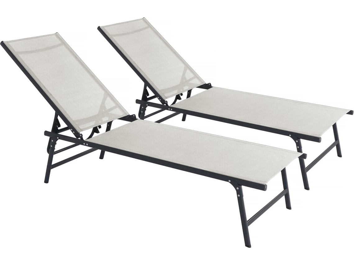 Juego de 2 tumbonas metálicas Sublima 180 x 54 x 104 cm beige Habitat Et Jardin