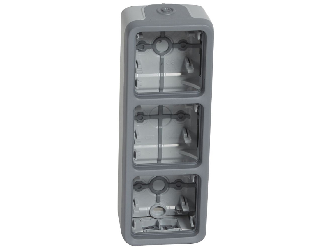 Plexo Caja Triple Vertical Gris Ref: 069679