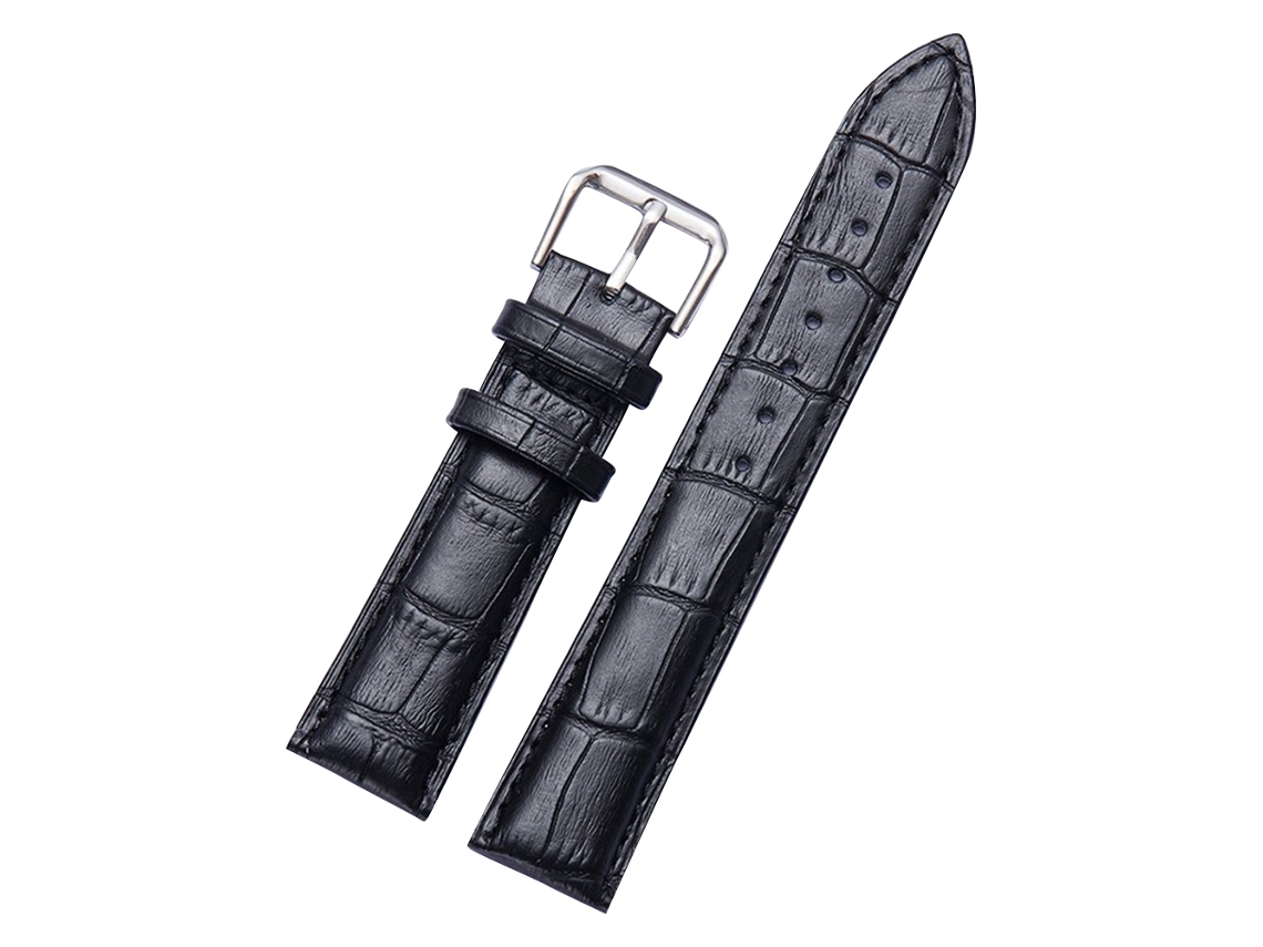 Cinturón De Reloj De Cuero Com Fivela De Aço Inoxidável Para Homem E Mulher (preto-14mm)