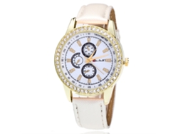 Reloj De Pulsera Analógico De Cuarzo Para Mujer Zhoulianfa Con Correa De Cuero Blanca.