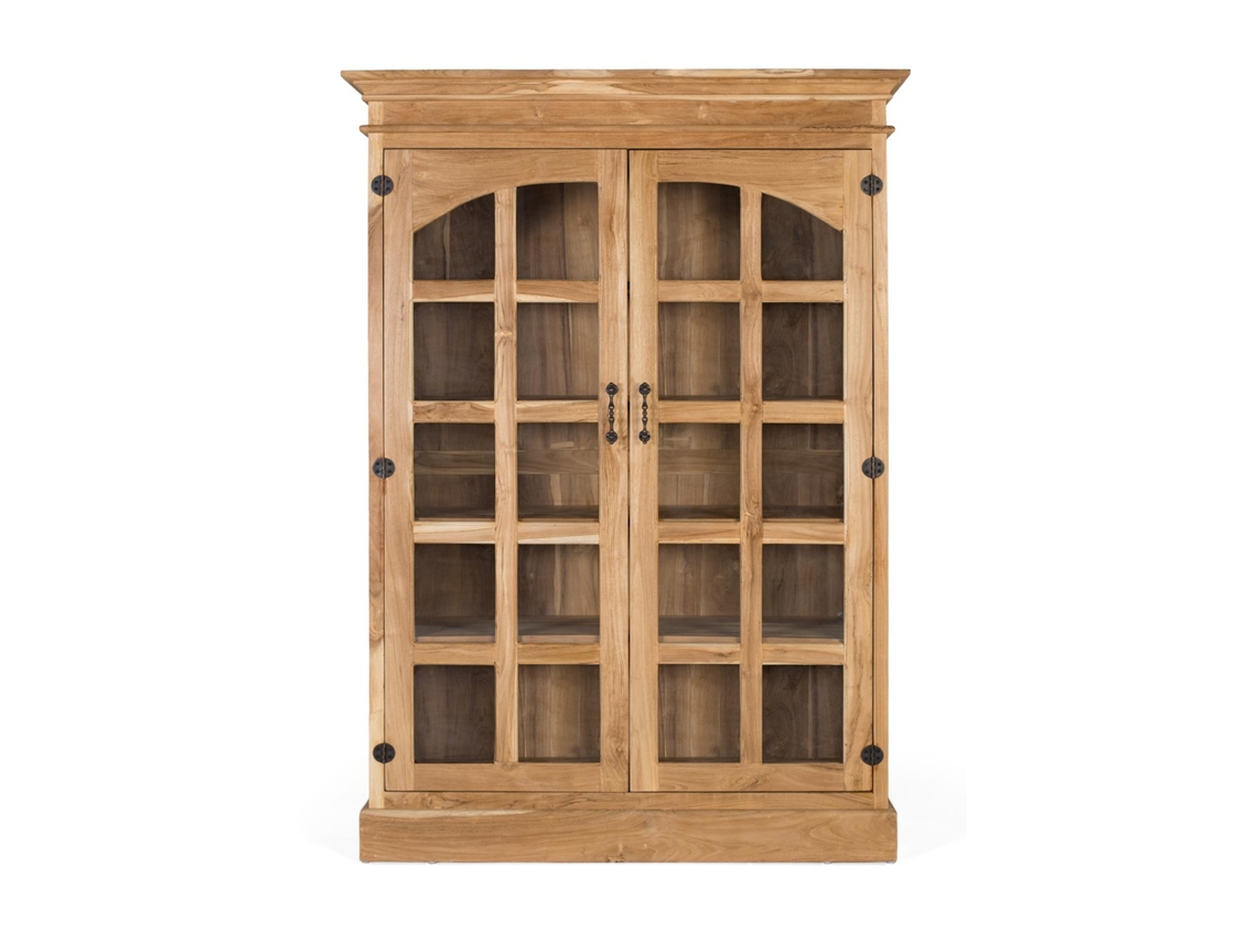 Libreria De Teca Maciza Con 2 Puertas De Cristal