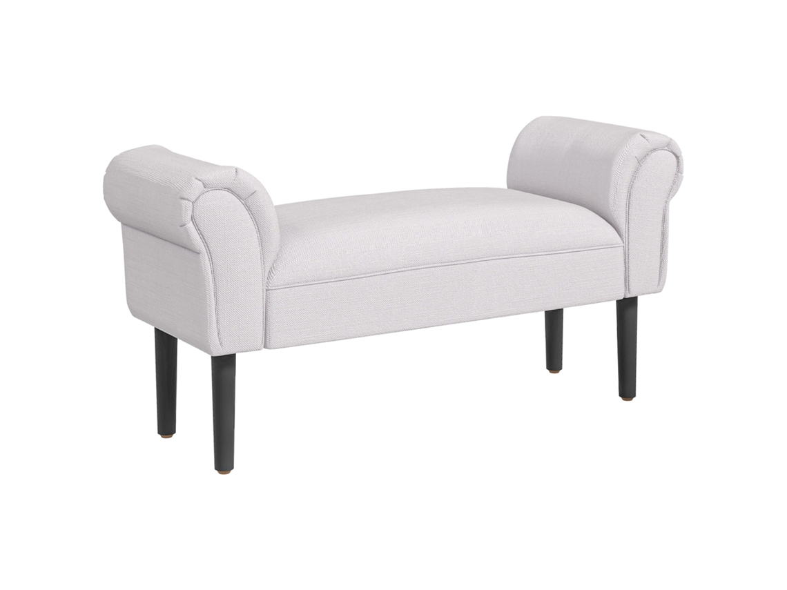 Banco tapizado para recibidor de dormitorio, tela de lona, gris, 102 x 36 x 51 cm