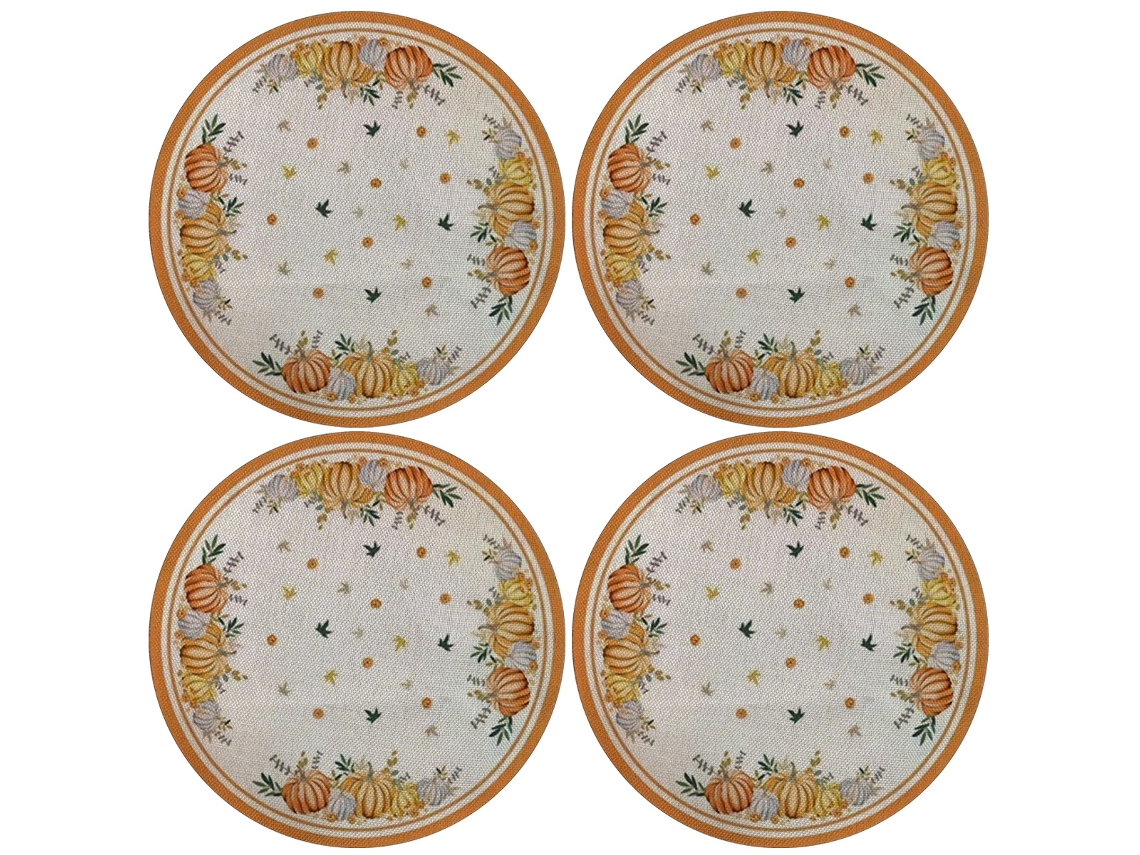 Tapetes Redondos de Otoño con Calabaza, Juego de 4 Piezas, Decoración de Fiesta NEVEANCE