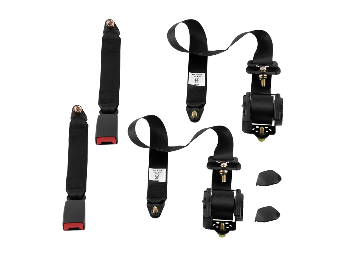 Cinturón de seguridad de tres puntos, ajustable, negro.