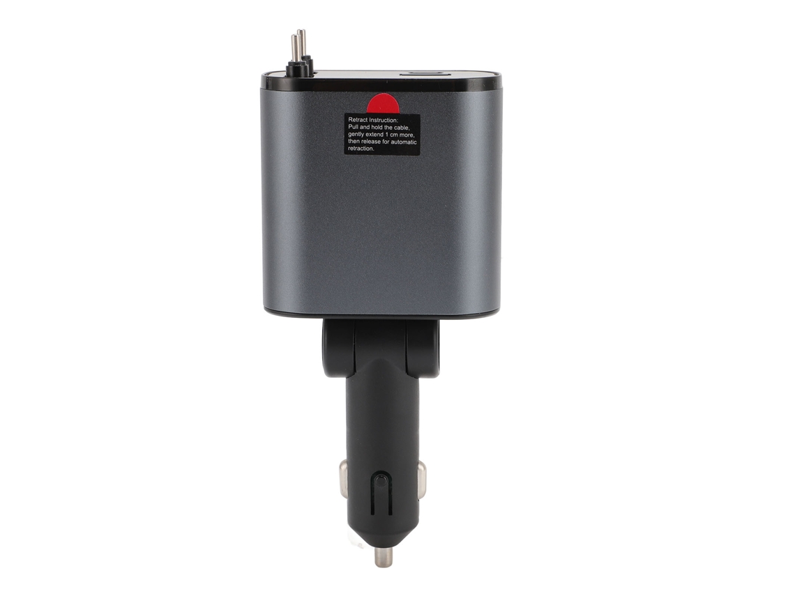 Carregador De Carro Retrátil 4 Em 1 120w Rápido Com Cabos Usb C Para Celular Ios 15 E Android