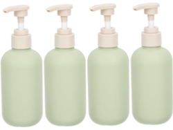Juego De 4 Botellas Dispensadoras De Champú Y Loción De 200 Ml, Redondas, Verdes, Exprimibles.