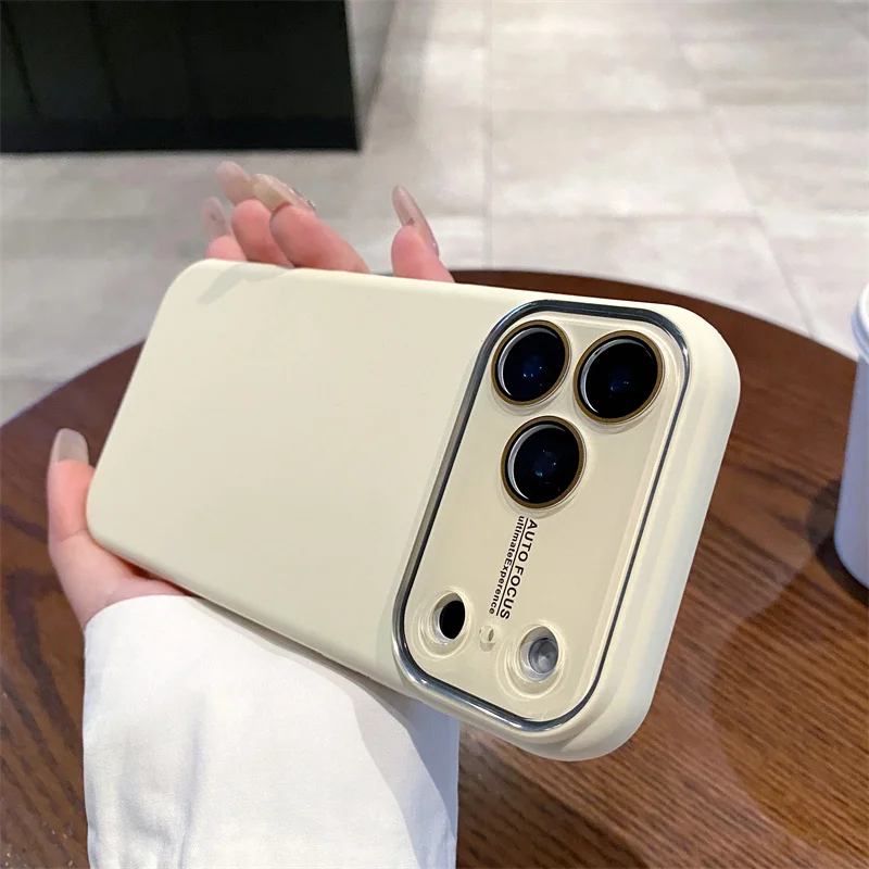 (iphone 16 Pro, Blanco Crema) Funda De Silicona Líquida De Lujo Para Teléfono, Apta Para Iphone, Proporciona Protección Completa.
