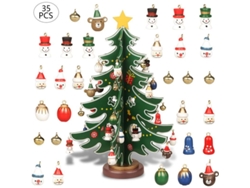 Árbol De Navidad De Madera En Miniatura Para Mesa Con Juguetes Decorativos Navideños.