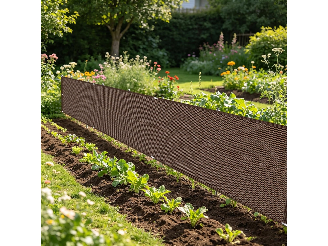 140 X 230 Cm, Mampara Privacidad, Hdpe, Protección Uv, Color Marrón, Para Balcón