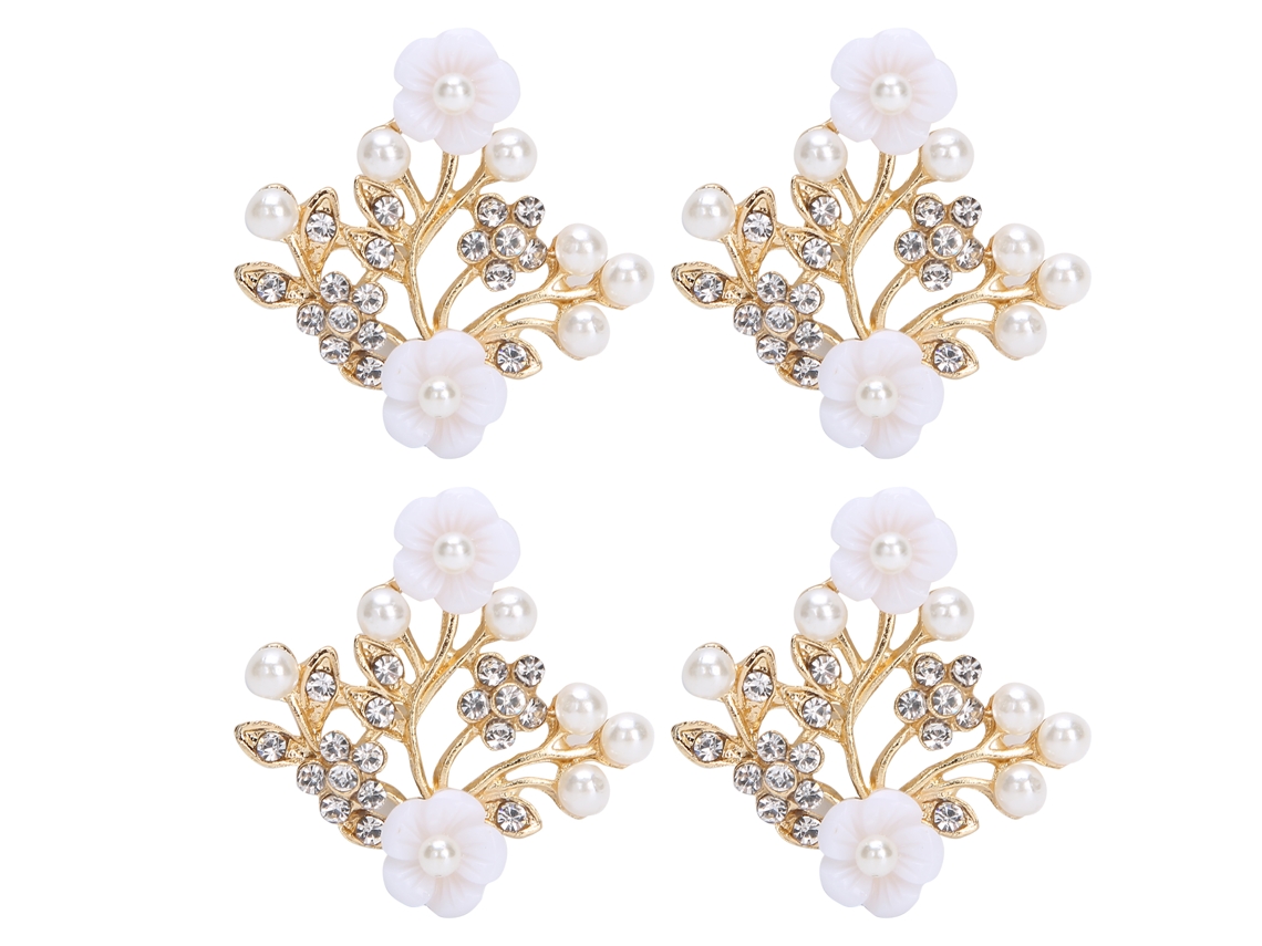 4 Hebillas De Cristal Con Forma De Flor Hueca De 3,8 X 4,4 Cm, Accesorio Decorativo Para Ropa, Bolsos Y Zapatos.