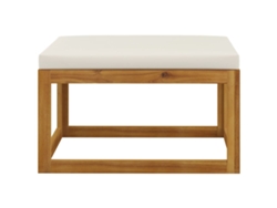 Reposapiés con cojín de madera maciza de acacia blanca y crema Wsd773514 Adorable Home