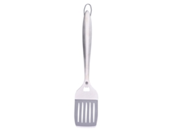 Espátula De Acero Inoxidable Con Ranuras, Color Plata, Utensilio De Cocina Portátil Con Mango Largo.