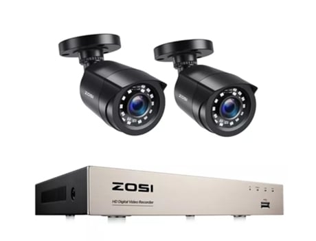 Kit sistema vídeo vigilância zosi com 2 câmaras incluí disco rígido gravação hdd 1tb