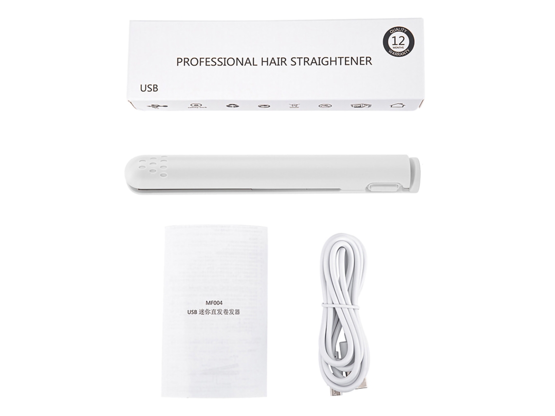 Prancha de cabelo portátil 2 em 1 USB com revestimento cerâmico (2026) para alisar e cachear.