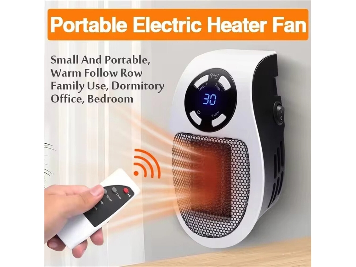 Calefactor eléctrico portátil de pared, 500 W, bajo consumo, termostato ajustable, pantalla LED, protección contra sobrecalentamiento.