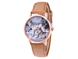Reloj De Pulsera De Cuarzo De Piel Sintética Con Estampado De Papá Noel (negro)